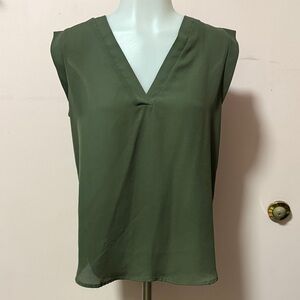 Forever 21 Olive V-Neck Blouse
